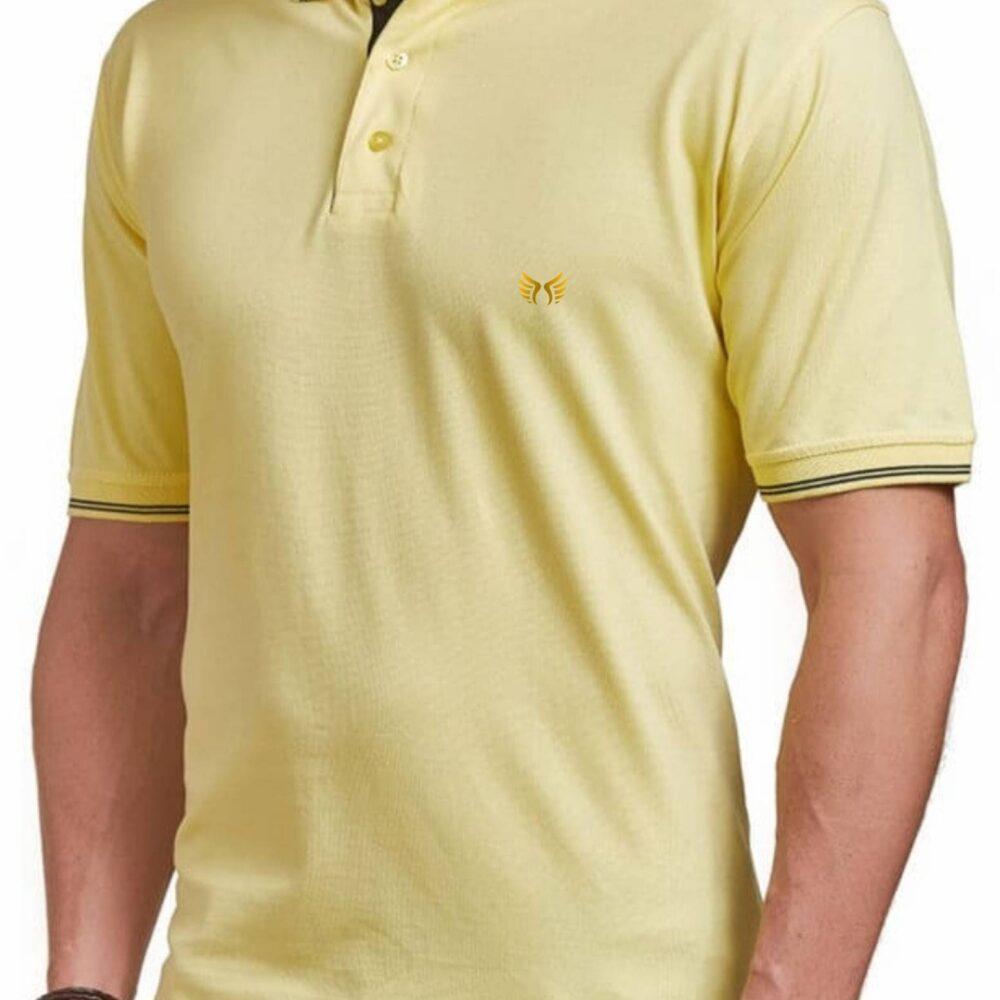 Lemon Polo Tshirt with Black Tipping