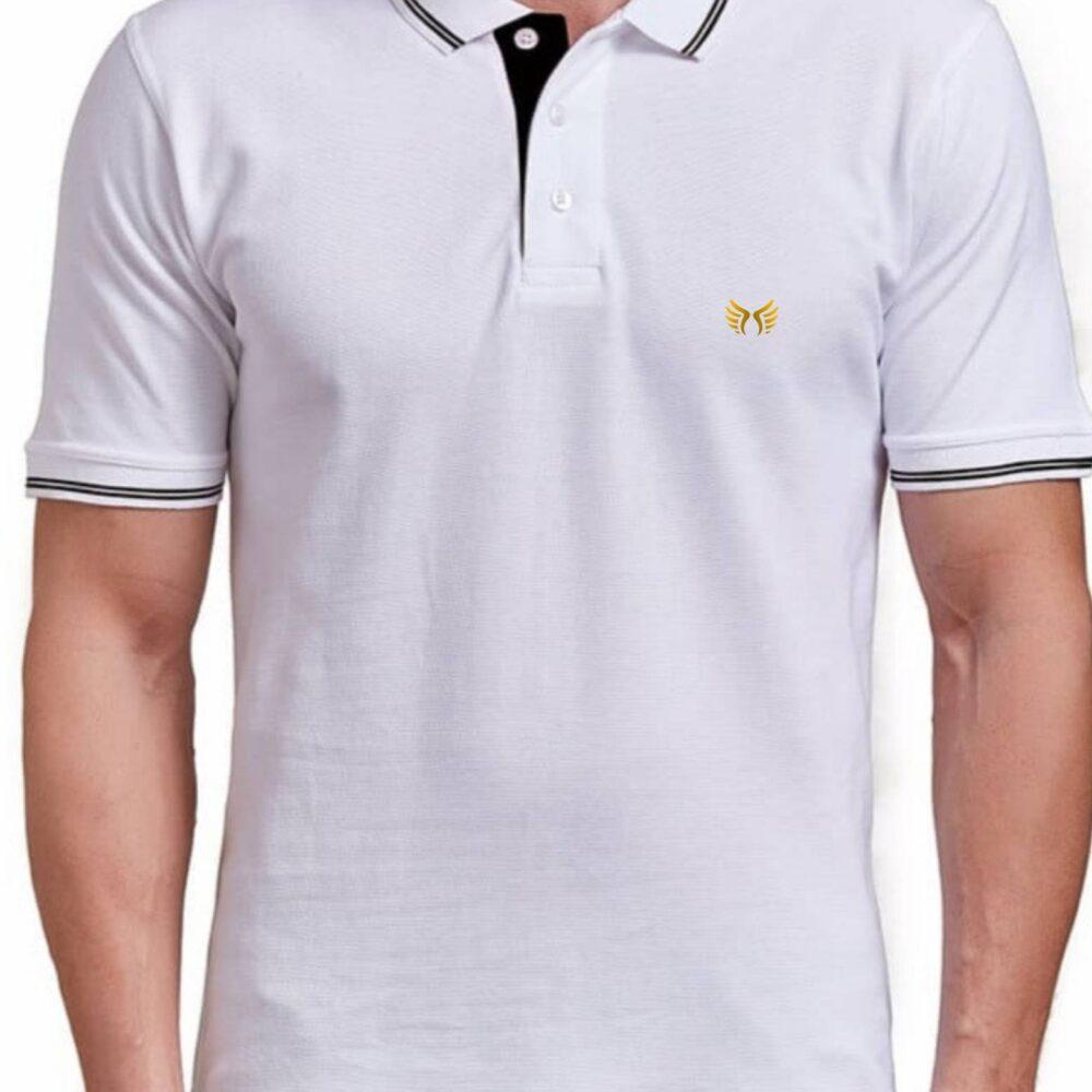 White Polo Tshirt with Black Tipping