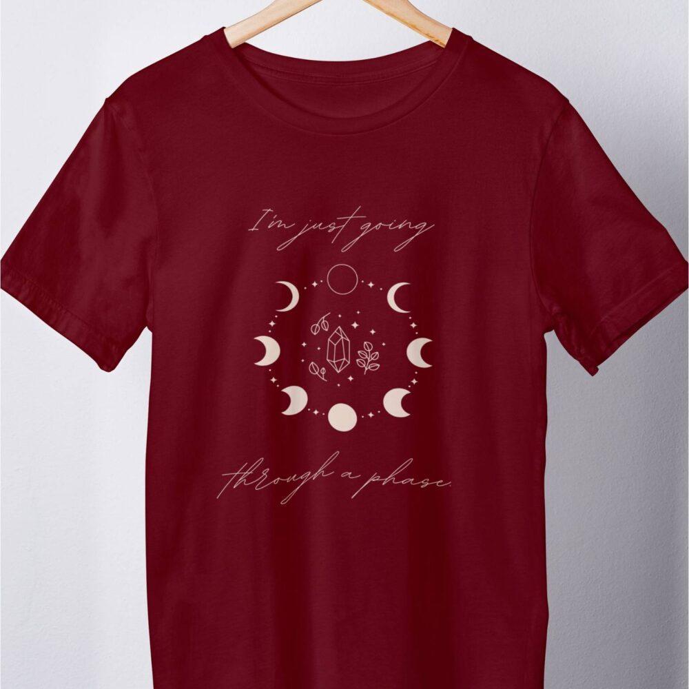 Aesthetic Celestial Burgundy Color T-shirt