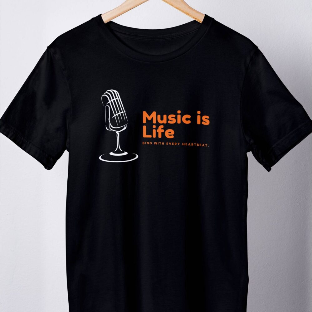 Music is Life Black Color T-shirt
