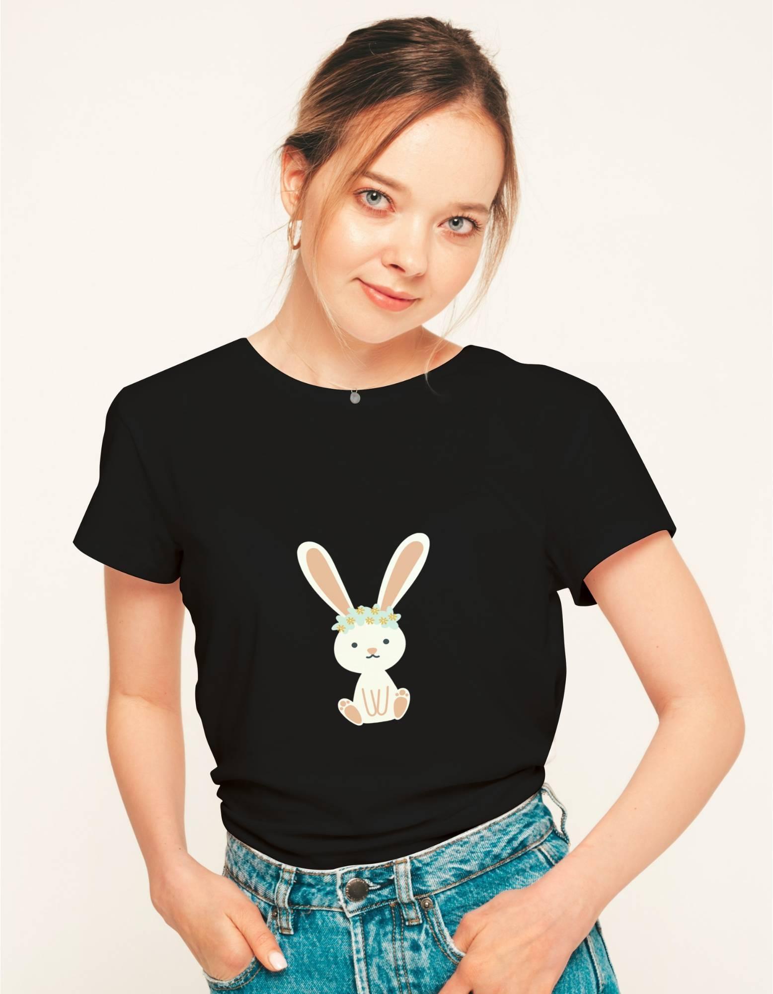 Cute Rabbit Black T-shirt